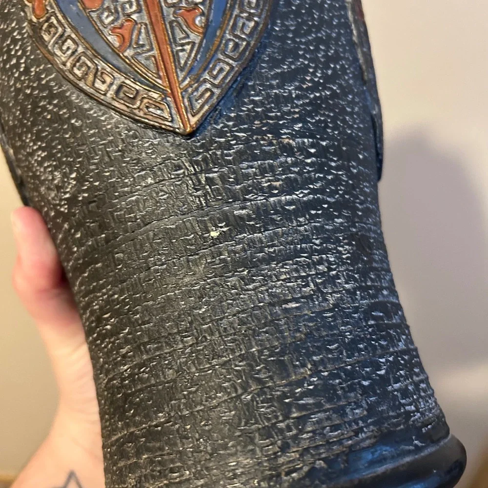 Vintage Japanese Vase Tokanabe Enamed Black Pottery Art Nouveau 1920s 30s